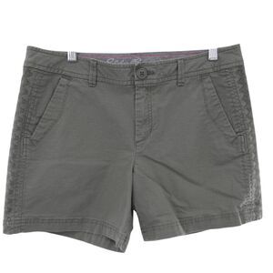 Eddie Bauer Slightly Curvy Olive Green Shorts Women Size 8 Cotton Casual Outdoor